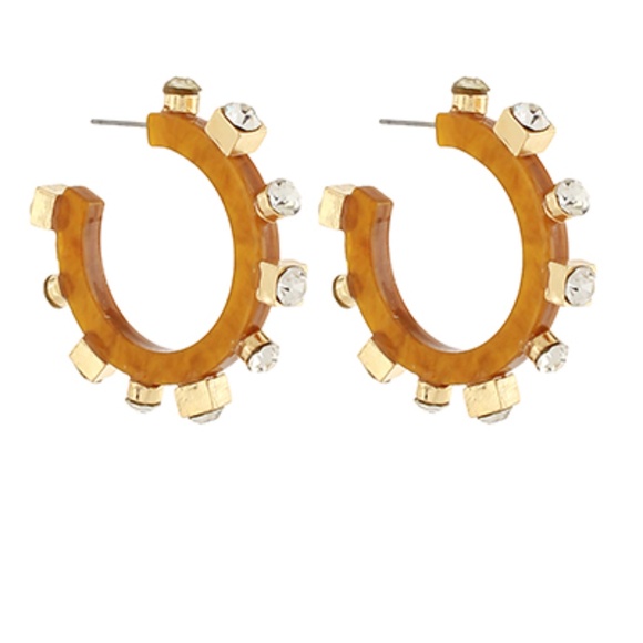 Dotted Glass Acetate Hoops - Picture 1 of 2
